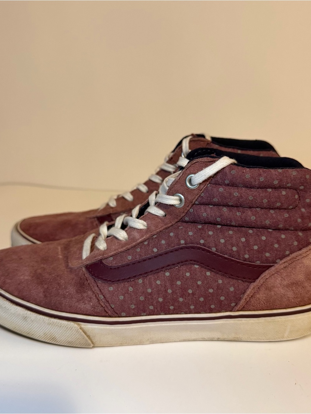 Vans Burgundy Polka Dot Mid-Top Sneakers
